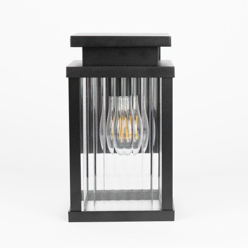Lampe extérieure Ripley applique murale noire verre strié
