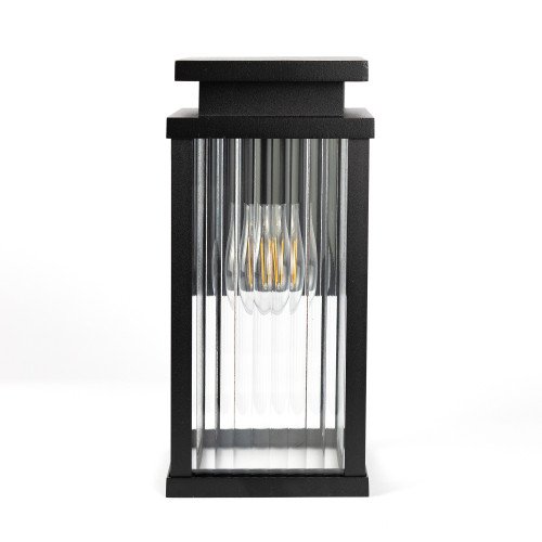 Lampe extérieure Ripley applique murale noire verre strié