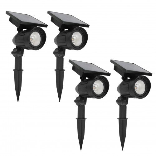 4x Solar LED Spot de jardin Noir