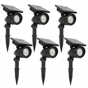 6x Solar LED Spot de jardin Noir