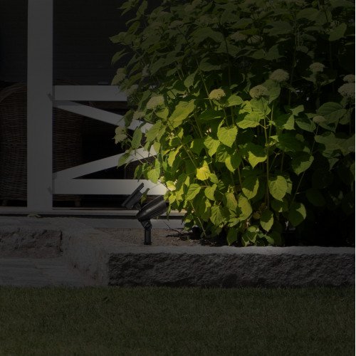 2x Solar LED Spot de jardin Noir