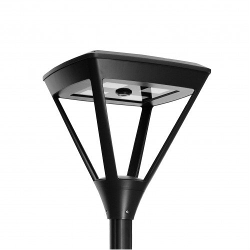 Chapeau de lanterne solaire carré noir avec module LED