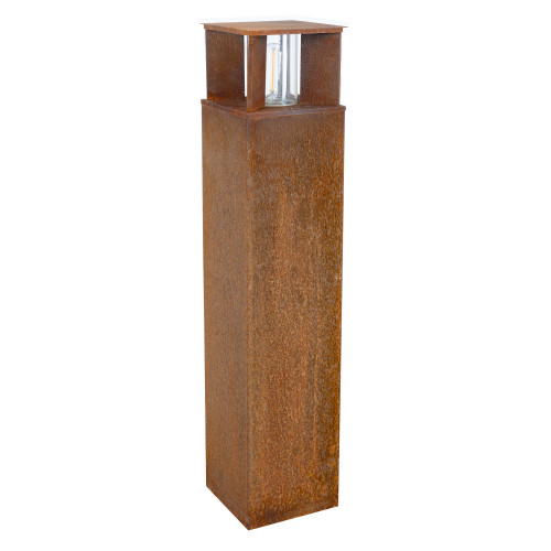 Robuste lampe de jardin carrée en acier corten brun en verre fenêtre lampe d'extérieur.