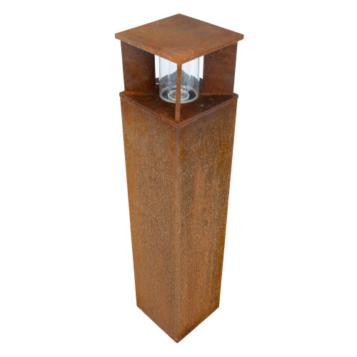 Robuste lampe de jardin carrée en acier corten brun en verre fenêtre lampe d'extérieur.