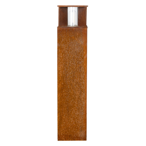 Robuste lampe de jardin carrée en acier corten brun en verre fenêtre lampe d'extérieur.