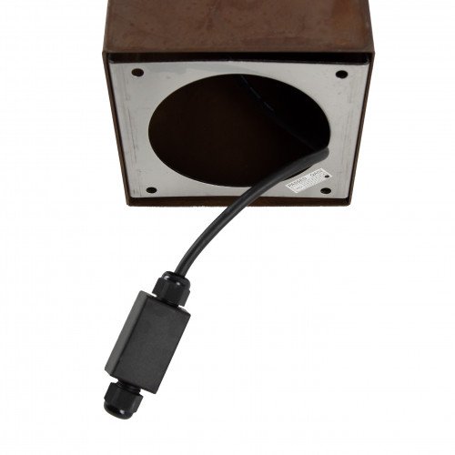 Robuste lampe de jardin carrée en acier corten brun en verre fenêtre lampe d'extérieur.