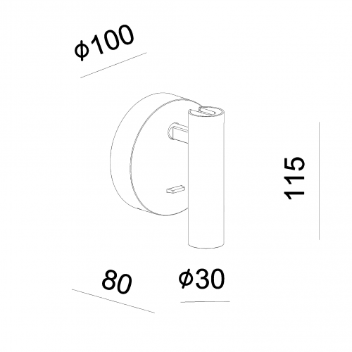 Spot mural champagne aluminium directionnel USB