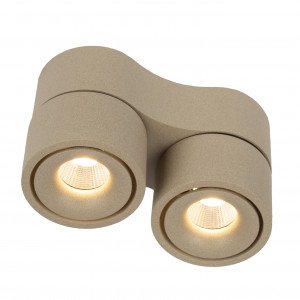 Plafonnier champagne avec 2 spots en saillie Ole 2 orientables | Nostalux.fr