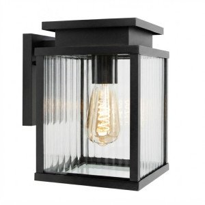 Applique murale Leicester 2 noire moderne verre strié noir E27