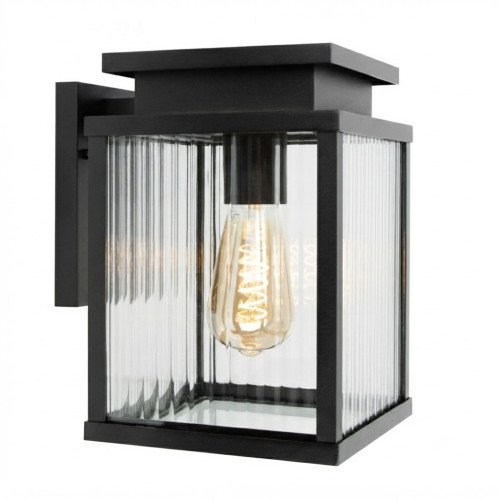 Applique murale Leicester 2 noire moderne verre strié noir E27