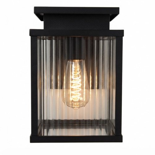 Applique murale Leicester 2 noire moderne verre strié noir E27