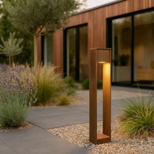 Lampe de jardin en acier Corten – carrée – moderne – GU10