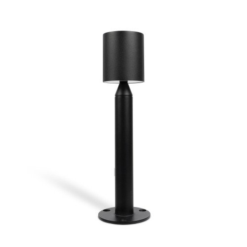 Lampe de jardin Issy noire small près des graminées ornementales avec lumière dirigée vers le bas