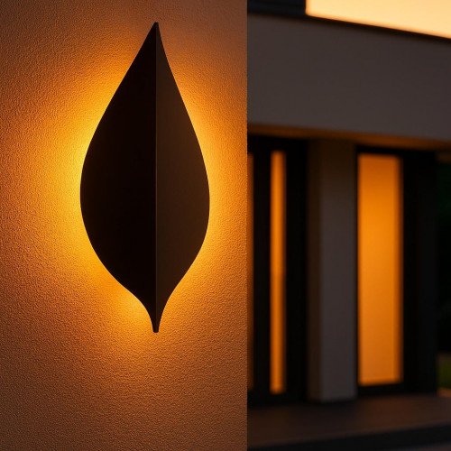 Applique extérieure Leaf noire aluminium moderne