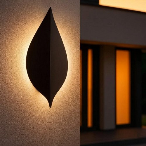 Applique extérieure Leaf noire aluminium moderne