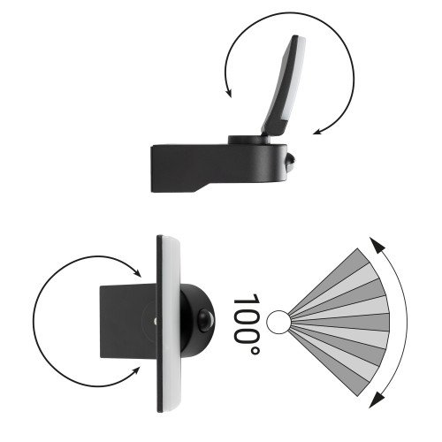 Lampe extérieure Ceva noire aluminium avec capteur