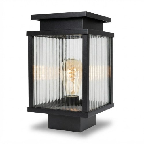 Lampe d'extérieur Leicester 2 lampe de jardin noire verre strié aluminium 30 cm