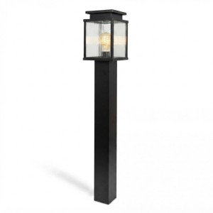 Lampe d’extérieur Leicester 2 lampadaire de jardin noir verre strié aluminium 100 cm