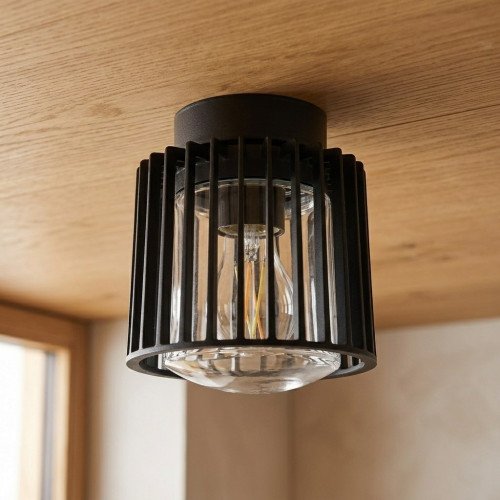 Lampe extérieure Corby plafonnier noir aluminium moderne