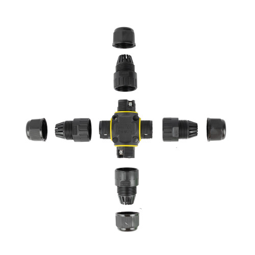 Connecteur de câble en X étanche et sûr IP86 noir