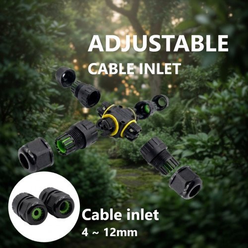 Connecteur de câble en X étanche et sûr IP86 noir