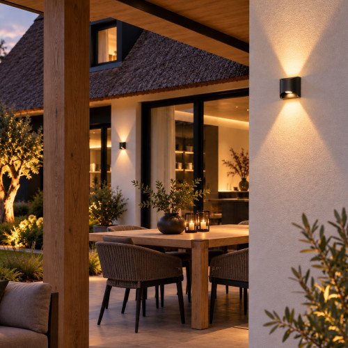 Lampe d'extérieur Reno applique murale Up & Down noire