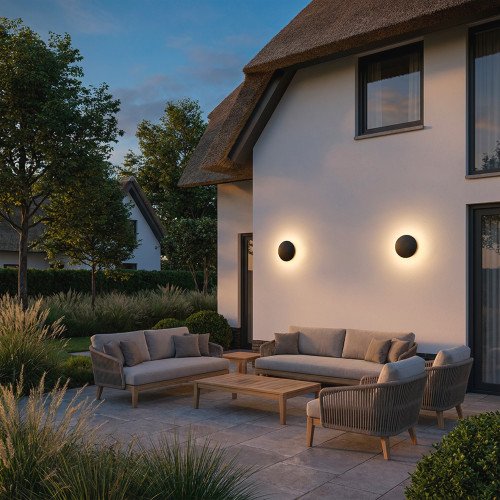 Lampe d'extérieur Eclips applique murale Moyen noire aluminium moderne