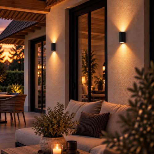 Lampe d'extérieur Oscar applique murale up et down noire GU10 moderne