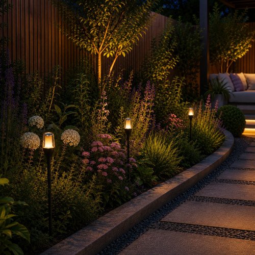 Lampe extérieure Torch lampe de jardin solaire noire moderne