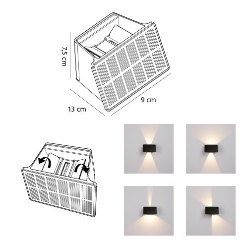Lampe extérieure Mitch applique murale solaire noire moderne