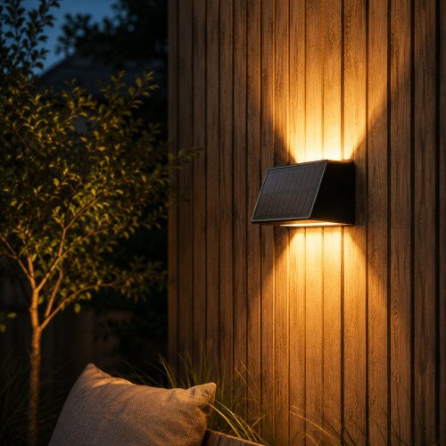 Lampe extérieure Mitch applique murale solaire noire moderne