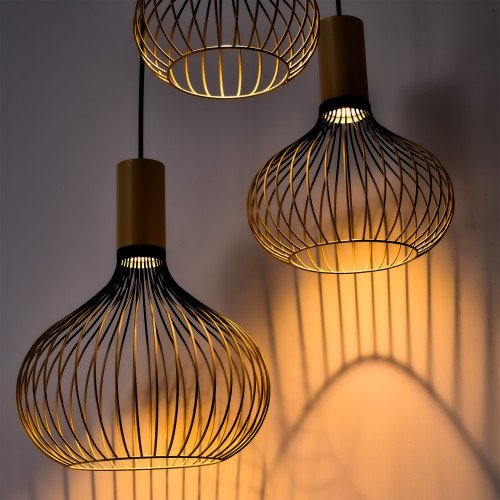 Éclairage intérieur suspension Isabel 5 lumières noir beige