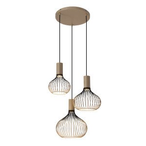 Éclairage intérieur suspension Isabel 3 lumières noir beige