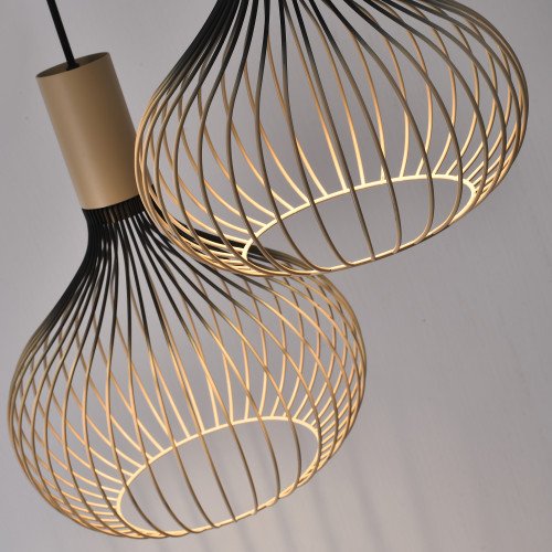 Éclairage intérieur suspension Isabel 3 lumières noir beige