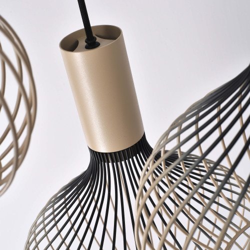 Éclairage intérieur suspension Isabel 3 lumières noir beige