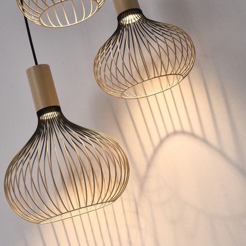 Éclairage intérieur suspension Isabel 3 lumières noir beige