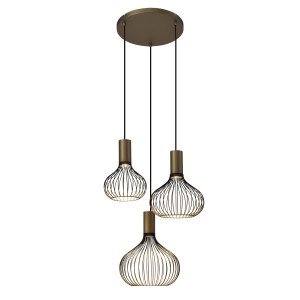 Éclairage intérieur suspension Isabel 3 lumières noir Or
