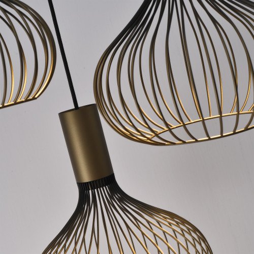 Éclairage intérieur suspension Isabel 5 lumières noir or