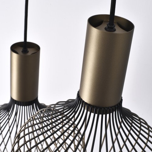 Éclairage intérieur suspension Isabel 3 lumières noir Or