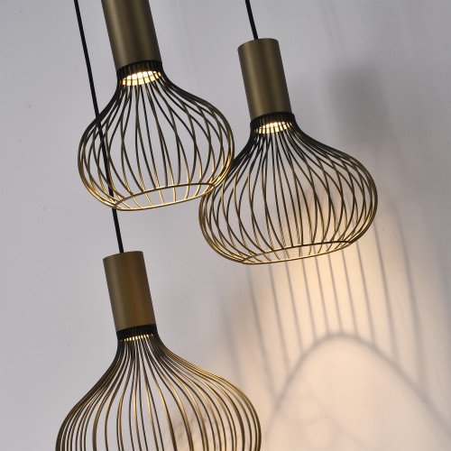 Éclairage intérieur suspension Isabel 5 lumières noir or