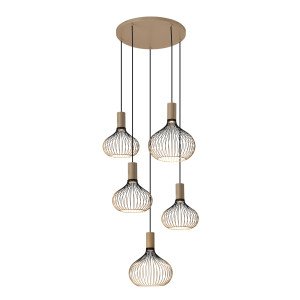 Éclairage intérieur suspension Isabel 5 lumières noir beige