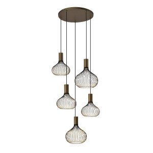 Éclairage intérieur suspension Isabel 5 lumières noir or