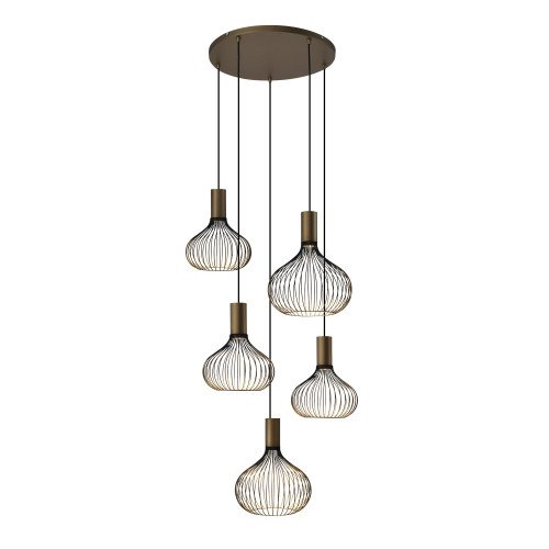 Éclairage intérieur suspension Isabel 5 lumières noir or