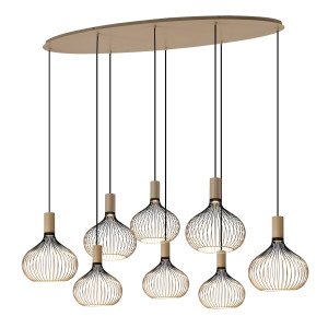 Éclairage intérieur suspension Isabel 8 lumières noir beige