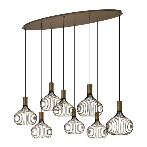 Éclairage intérieur suspension Isabel 8 lumières noir or