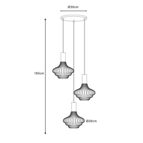 Éclairage intérieur Asli 3 lumières noir or