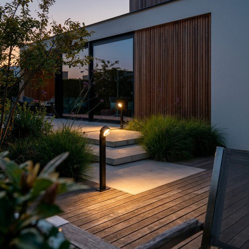 Lampe extérieure Scope lampe de jardin brun rustique aluminium lentille convexe