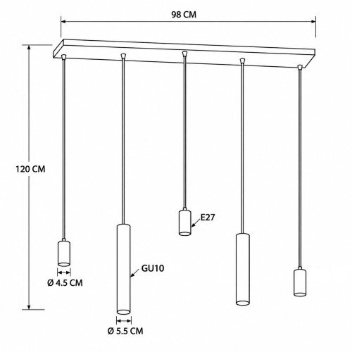 Éclairage intérieur Nura suspension 5 lumières grège moderne