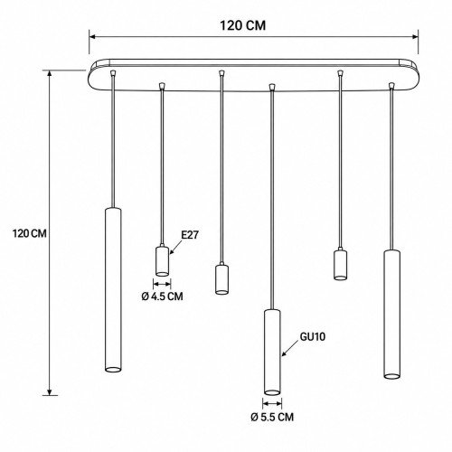 Éclairage intérieur Lumi suspension 6 lumières sable moderne