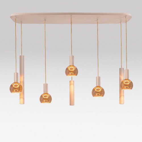Éclairage intérieur Lumi suspension 8 lumières sable moderne